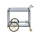 Cyrus - Clear Glass Serving Cart - Black / Gold