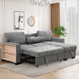 Sleeper Sofa Chaise with Storage  and USB Charger - Gray