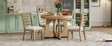 TREXM 5-Piece Dining Set With Table, 16-inch Leaf and 4 Upholstered Chairs (Natural)