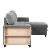 Sleeper Sofa Chaise with Storage  and USB Charger - Gray