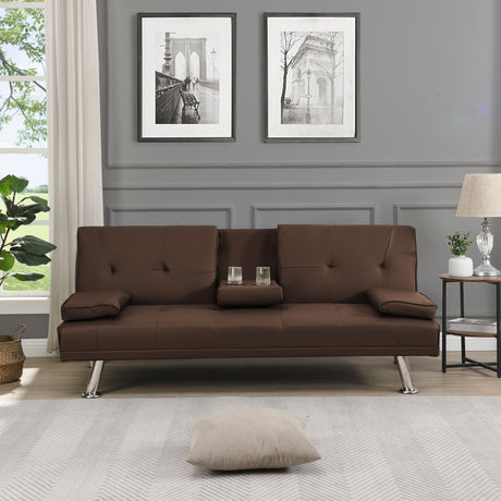 Futon Sofa Bed With Armrest Two Holders