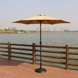 8.8' Outdoor Aluminum Patio Umbrella, Market Umbrella With 33 Pounds Round Resin Umbrella Base Lift