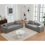 2 Piece Boucle Cloud Living Room Set with 2 Trays - Dark Gray