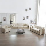 Extra Deep Seat 3 Piece Living Room Set with Sofa, Love Seat and Chair - Beige