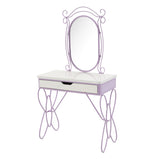 Priya II - Synthetic Leather Vanity Set - White / Purple