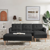 Right Facing Sofa Chaise with Ottoman - Black