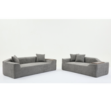 2 Piece Boucle Cloud Living Room Set with 2 Trays - Dark Gray