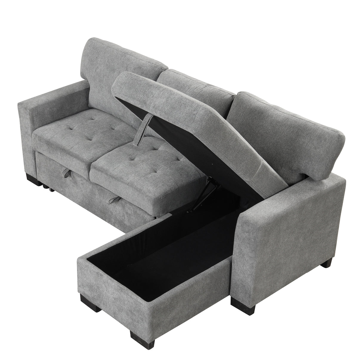 Sleeper Sofa Chaise with Storage  and USB Charger - Gray