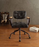 Hallie - Vintage Top Grain Leather Office Chair - Black