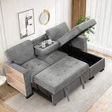 Sleeper Sofa Chaise with Storage  and USB Charger - Gray