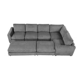 121.3" Modular Sectional Sofa with Two Movable Ottomans, Gray