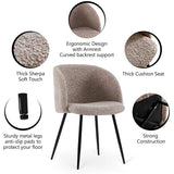 Adjust Legs Upholstered Teddy Faux Fur Dining Armrest Chair (Set of 2)