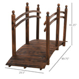 Outsunny - Fir Wood Garden Bridge Arc Walkway With Side Railings, Perfect For Backyards, Gardens, & Streams, Carbonized - Brown