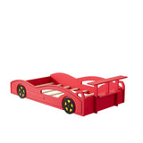 Wooden Race Car Bed, Car Shaped Platform Twin Bed With Wheels For Teens