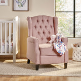 Wide Manual Wing Chair Recliner - Light Pink