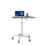 Adjustable Height Black Tempered Glass Table Desk Table With Lockable Wheels