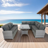 5 Piece Patio Wicker Outdoor Sectional Set 9 Seater Conversation Set With 3 Storage Under Seat