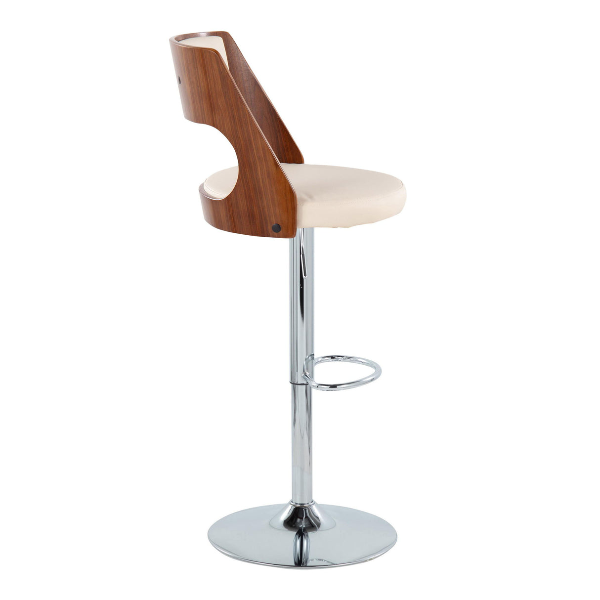 Cecina - Mid Century Modern Adjustable Height Barstool With Swivel With Oval Footrest (Set of 2)