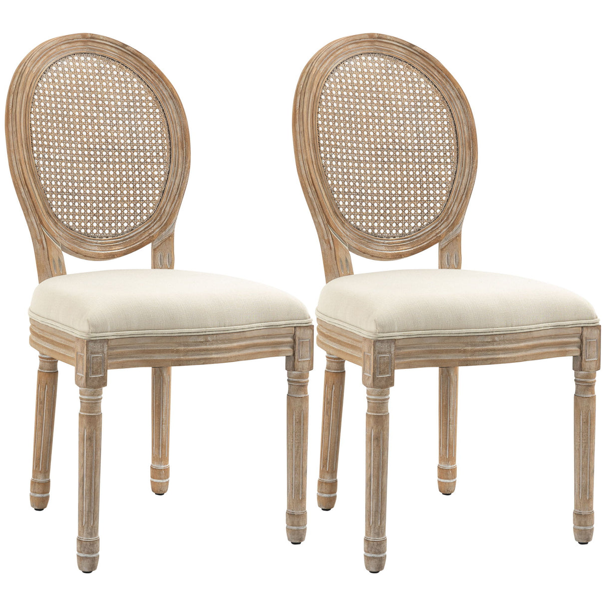 Homcom - French Style Upholstered Dining Chair Set, (Set of 2) - Cream White