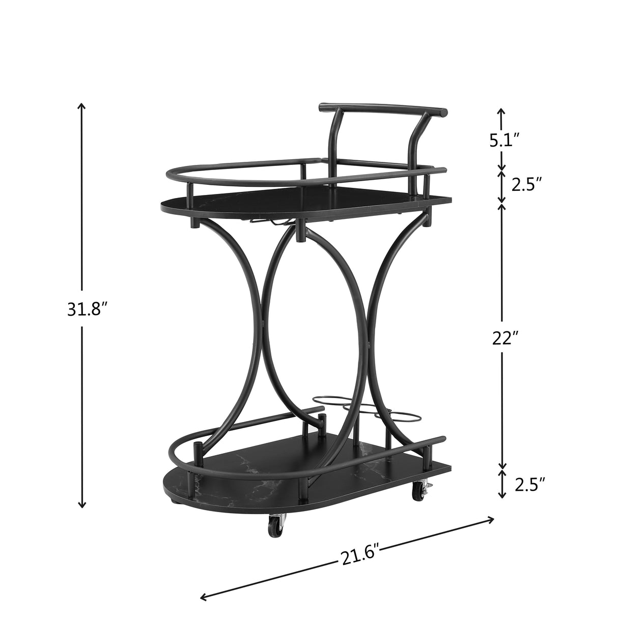 2 Tier Bar Cart - Black