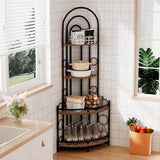 4 Tier Corner Bookshelf - Antique Brown / Black