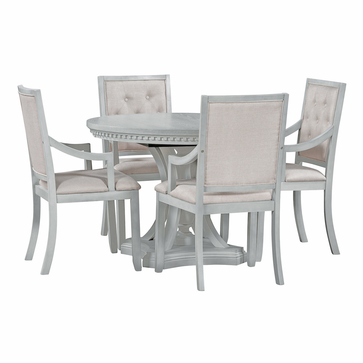 TREXM Retro 5-piece Dining Set with One Leaf (ANTIQUE GRAY OAK)