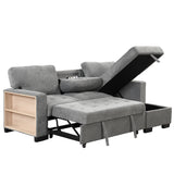 Sleeper Sofa Chaise with Storage  and USB Charger - Gray