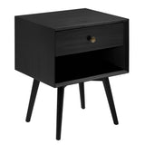 Mid-Century Modern Single Drawer Solid Wood Nightstand