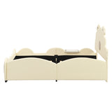 Full size Upholstered Platform Bed With Piglet Shape Headboard and Slide, Beige