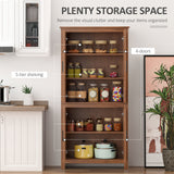 Homcom - 4-Door Kitchen Pantry, With 3 Adjustable Shelves - Oak