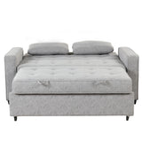 66.5" Upholstered Loveseat With Pull Out Bed, Two Throw Pillows, Dual USB Charging Port and Adjustable Backrest - Light Gray