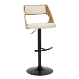 Cecina - Contemporary Adjustable Barstool With Swivel With Rounded T Footrest (Set of 2) - Black / Zebra / Cream