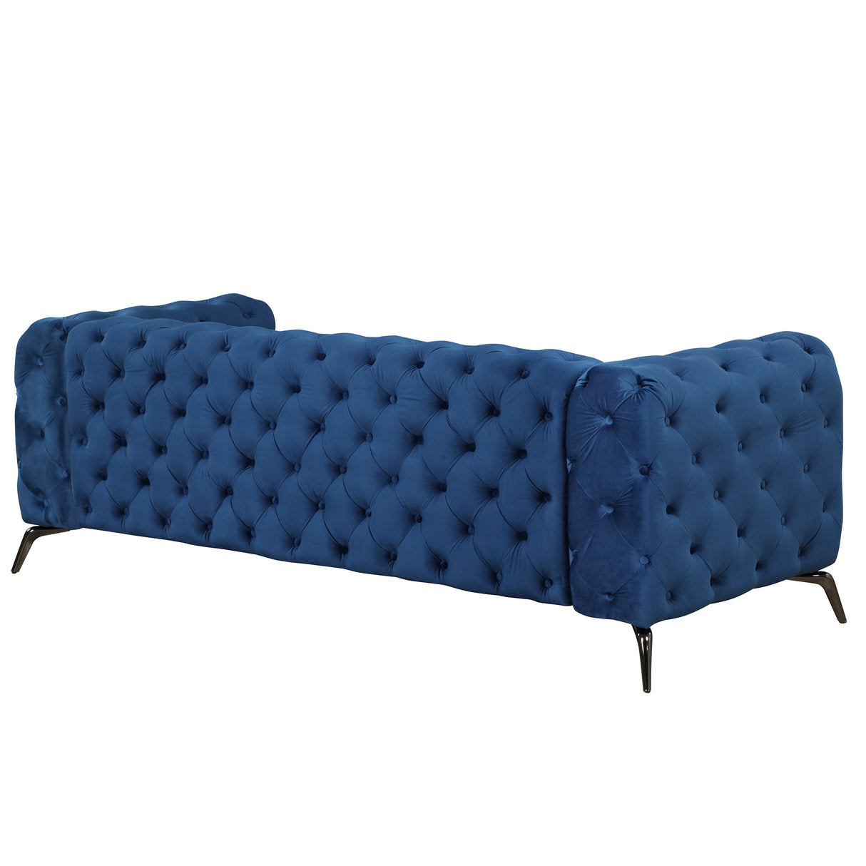 85.5" Velvet Upholstered Sofa with Sturdy Metal Legs, Blue