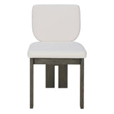 TREXM 7-Piece Retro Dining Set With Trestle Base and 6 Upholstered Chairs (Grey)