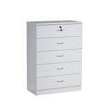 5 Drawer Chest With Lockable Top Drawer - White