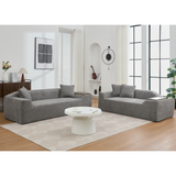 2 Piece Boucle Cloud Living Room Set with 2 Trays - Dark Gray