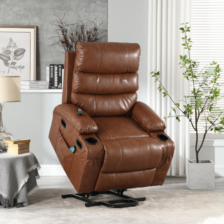 Large Size Electric Power Lift Recliner Chair Sofa For Elderly, 8 Point Vibration Massage And Lumber Heat, Remote Control, Side Pockets And Cup Holders