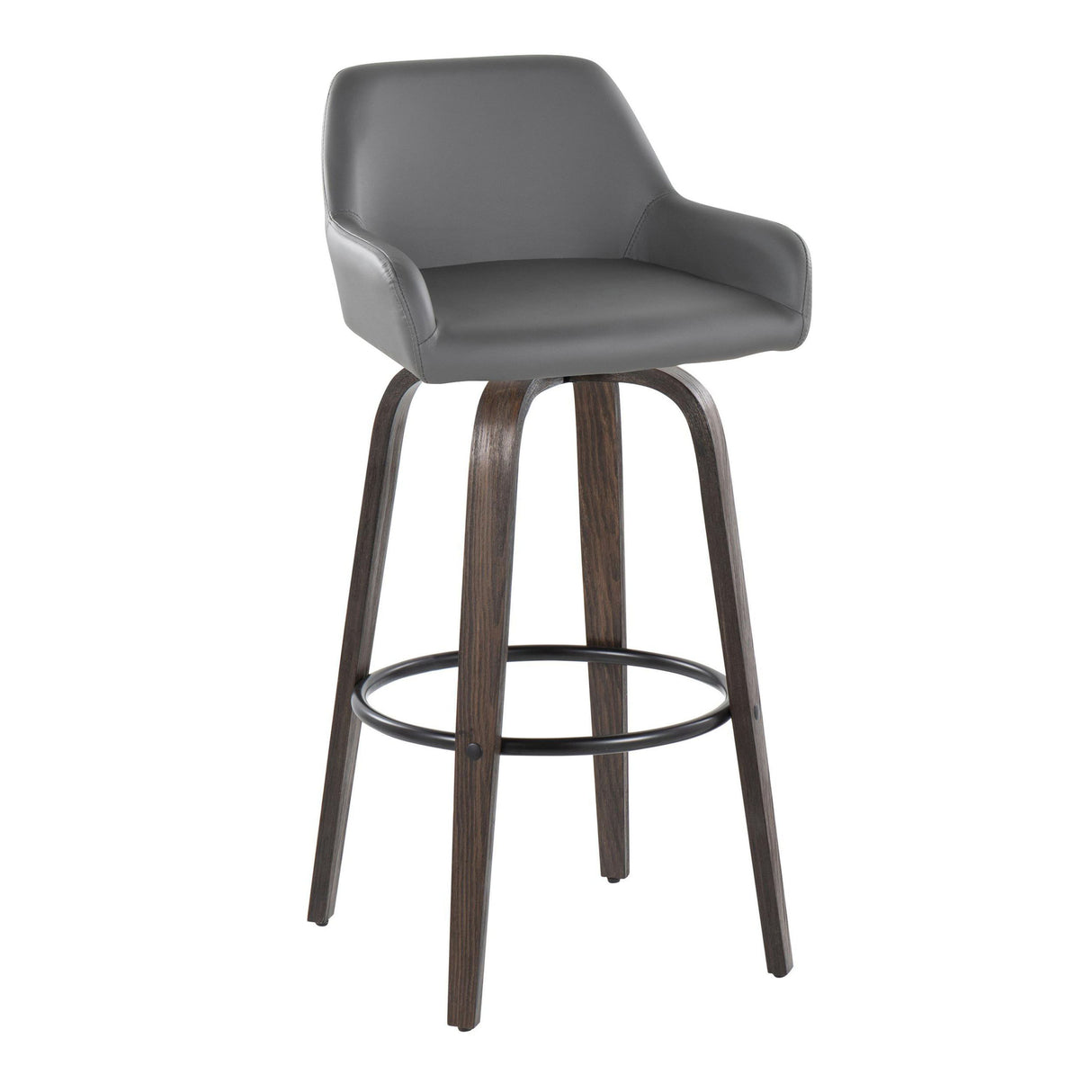 Daniella - Contemporary Fixed Height, Barstool With Swivel With Round Footrest (Set of 2)