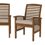 Modern 2 Piece Slat Back Patio Chairs With Cushions