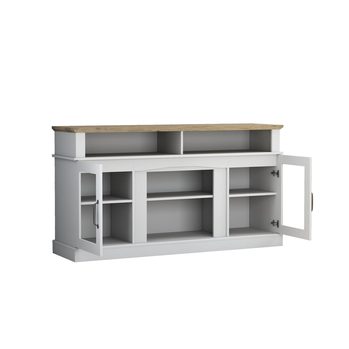 TV Stand With Storage Cabinet And Shelves - White