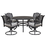 Stylish 5 Piece Aluminum Dining Set With Cushions and Swivel Rocking Chairs - Sandstorm