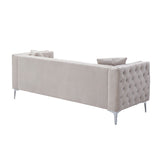 Modern Sofa Jeweled Buttons Tufted Square Arm Couch, 2 Pillows Included