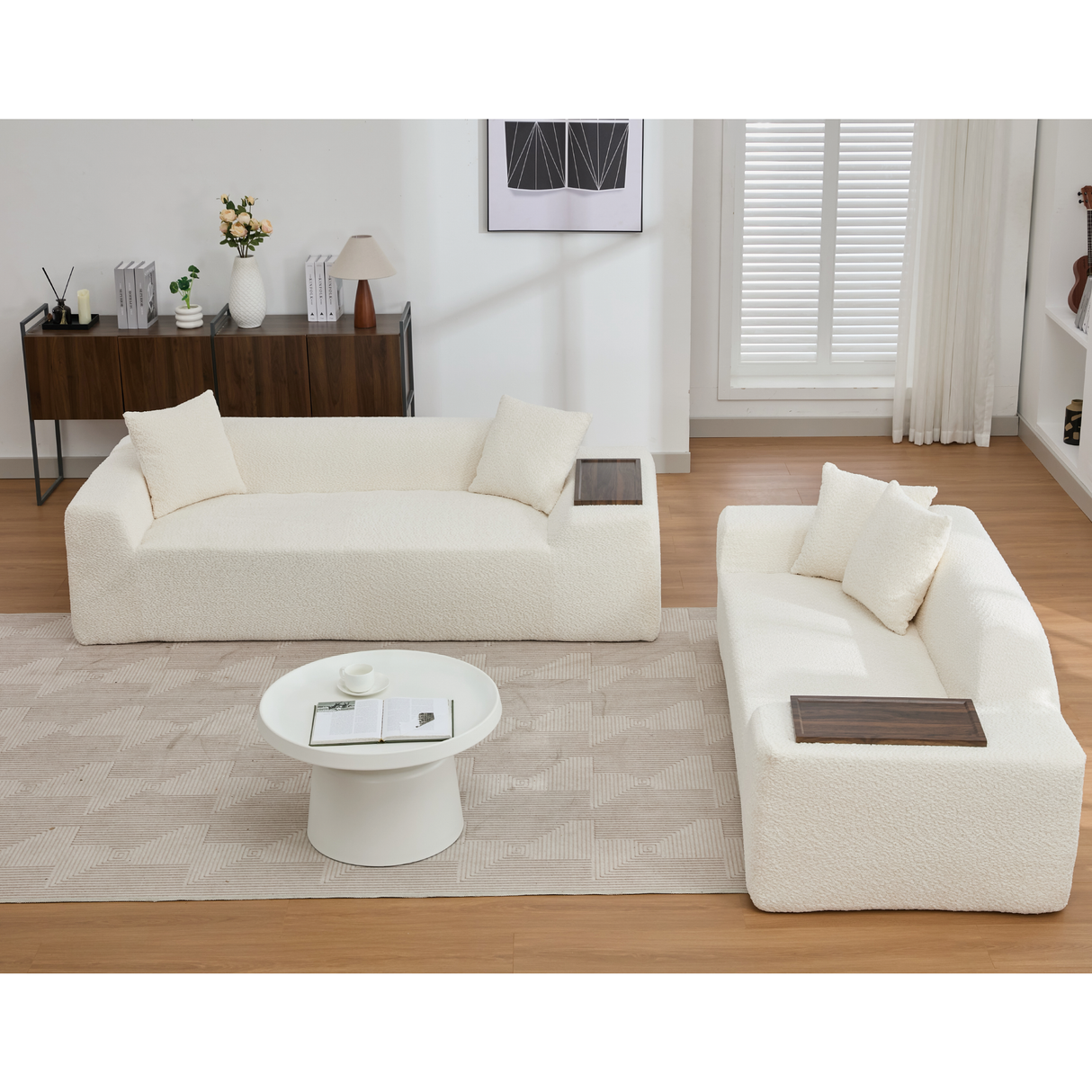 2 Piece Boucle Cloud Living Room Set, Beige