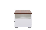 Luna - Coffee Table With Walnut Finish Lift Top, 2 Drawers, And 2 Shelves - White And Brown