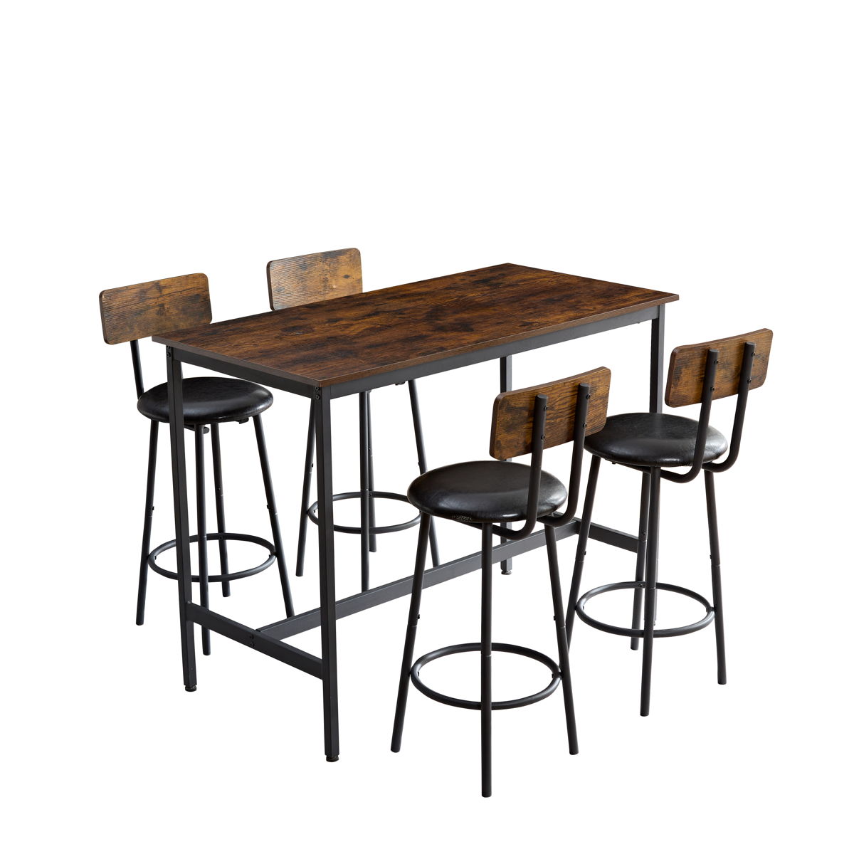 5-Piece Bar Set - Antique Brown / Black