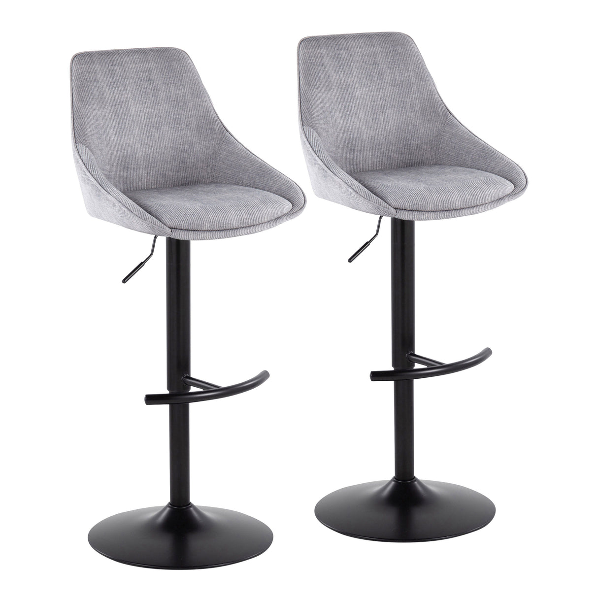 Diana - Contemporary Adjustable Barstool & Swivel With Rounded T Footrest (Set of 2)