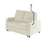 53.9" Modern Sleeper Loveseat with Adjustable Backrest, Two Cup Holders, Phone Holder, Three Charging Ports and Side Storage Pocket , Beige