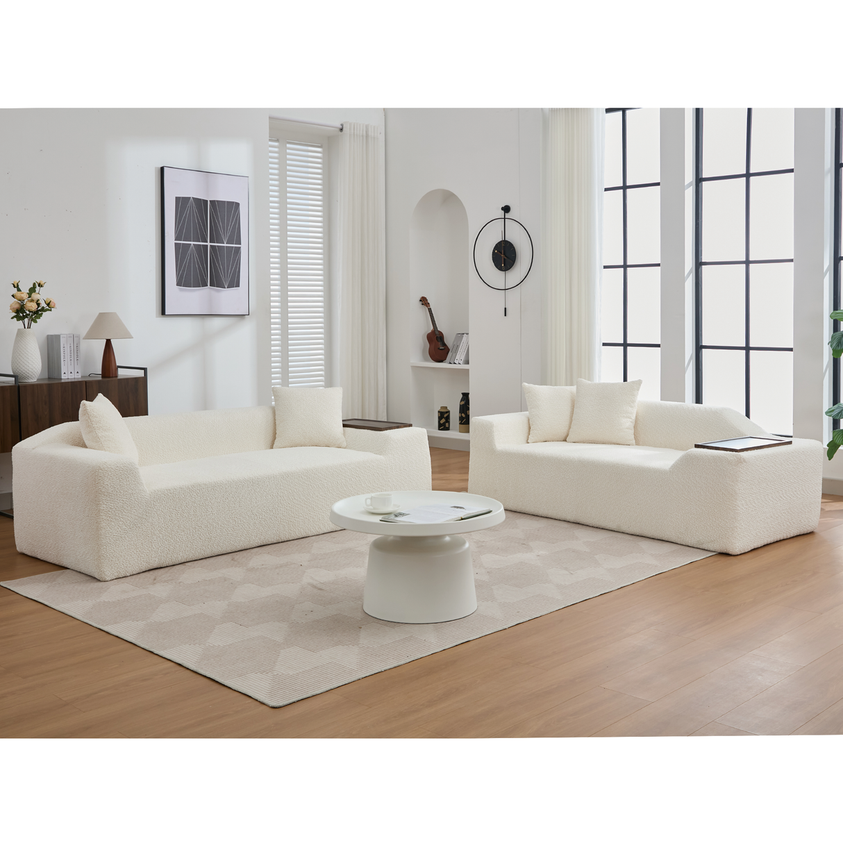 2 Piece Boucle Cloud Living Room Set, Beige