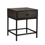 Ava - 20" MDF Side Table With Charging Ports And Metal Base - Espresso