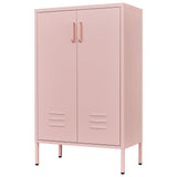 Pink Steel Double Door Storage Cabinet With Handles - Pink